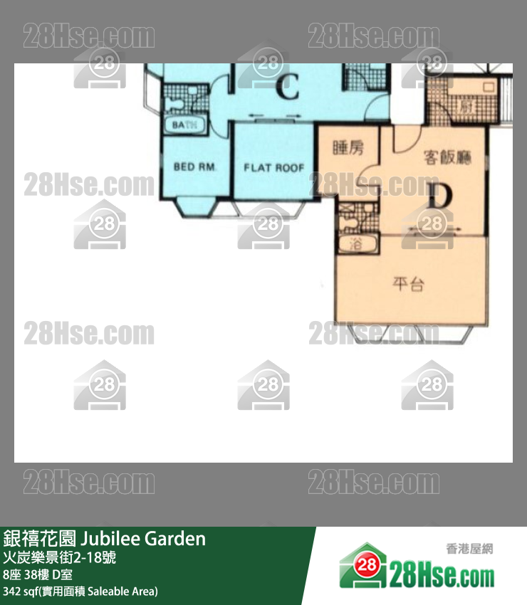 銀禧花園 8座38樓 D室 平面圖
