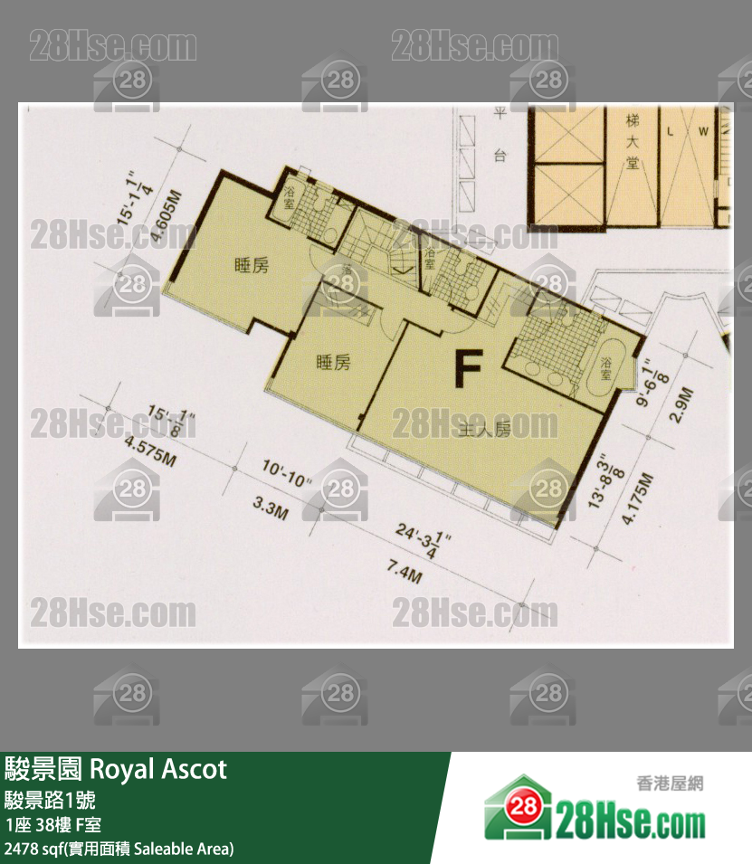 駿景園 1座38樓 F室 平面圖