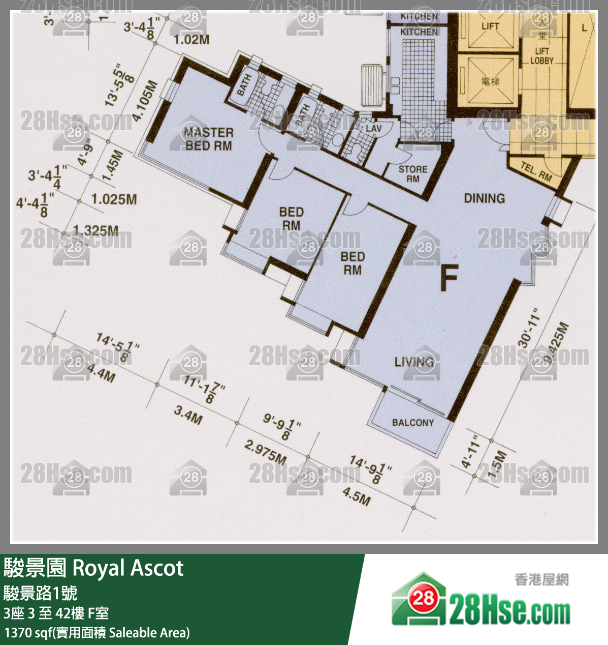 駿景園 3座31樓 F室 平面圖