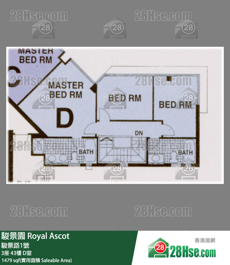 骏景园 3座43楼 D室 平面图