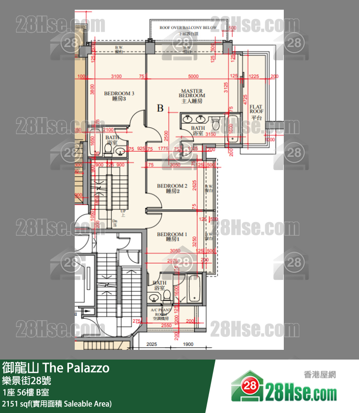 御龍山 1座56樓 B室 平面圖