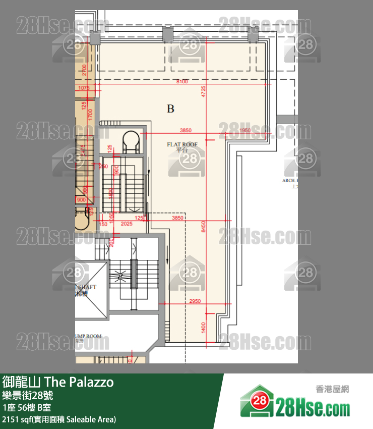 御龍山 1座56樓 B室 平面圖