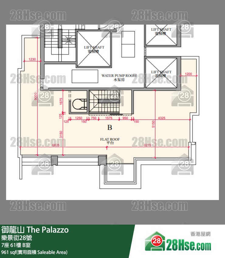 御龍山 7座61樓 B室 平面圖