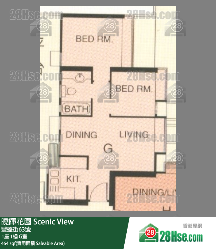 曉暉花園 1座1樓 G室 平面圖