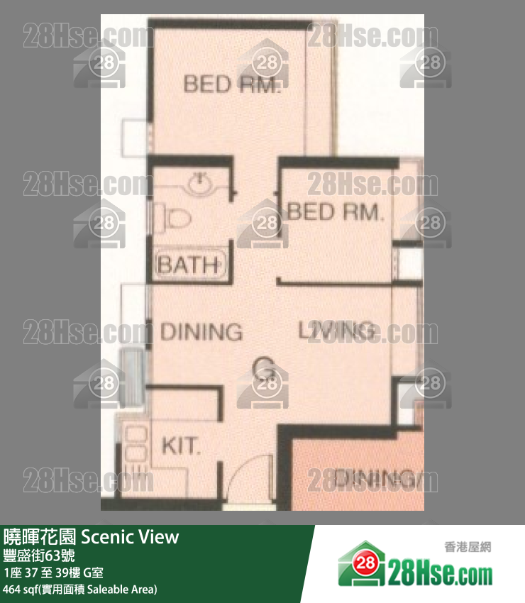 曉暉花園 1座38樓 G室 平面圖