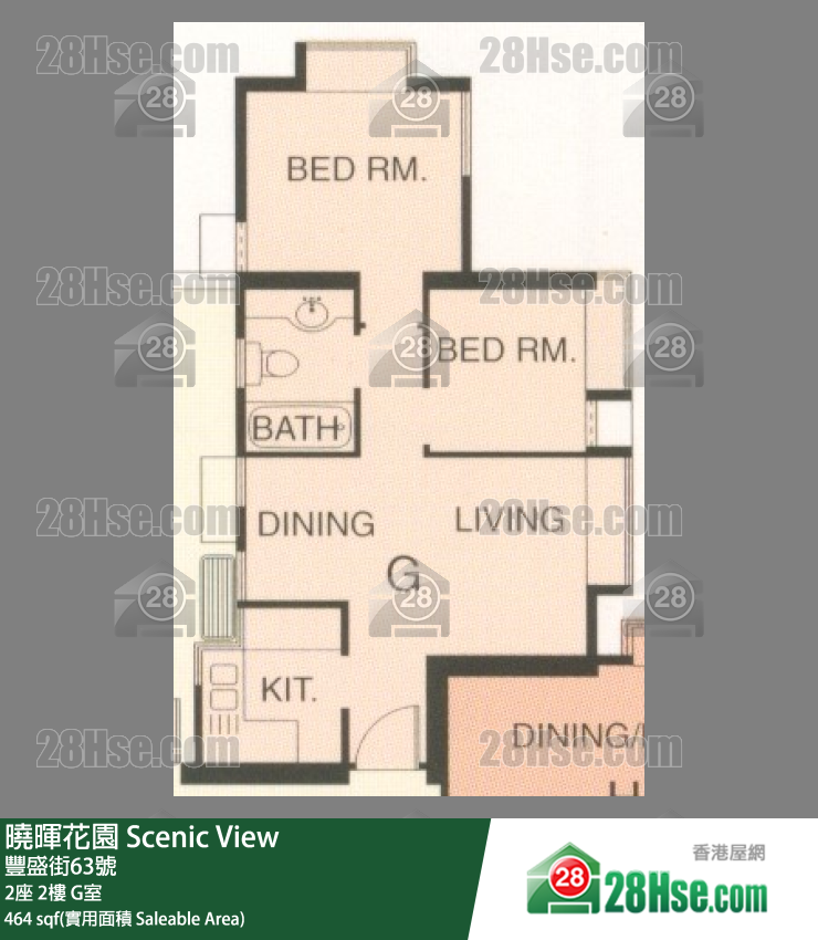 曉暉花園 2座2樓 G室 平面圖