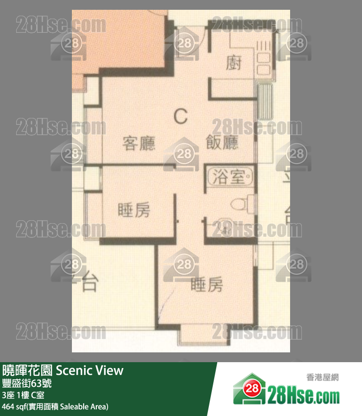 曉暉花園 3座1樓 C室 平面圖