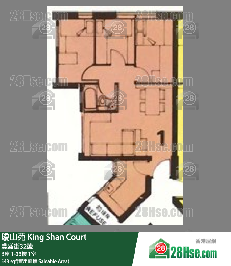 瓊山苑 B座12樓 1室 平面圖