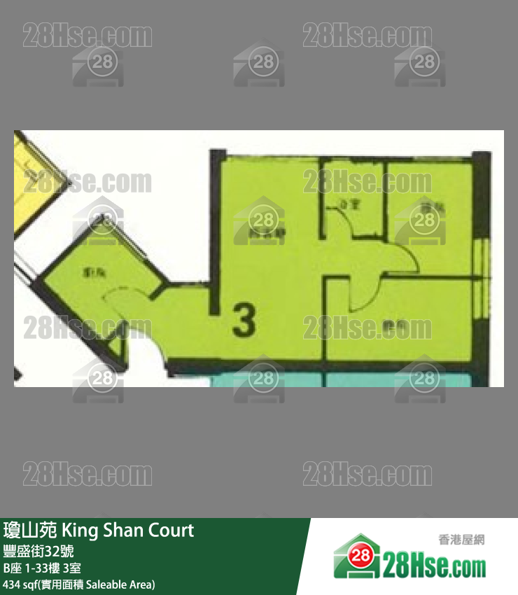瓊山苑 B座5樓 3室 平面圖