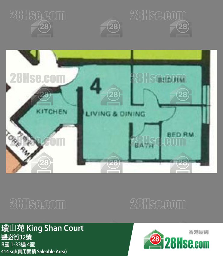 瓊山苑 B座19樓 4室 平面圖