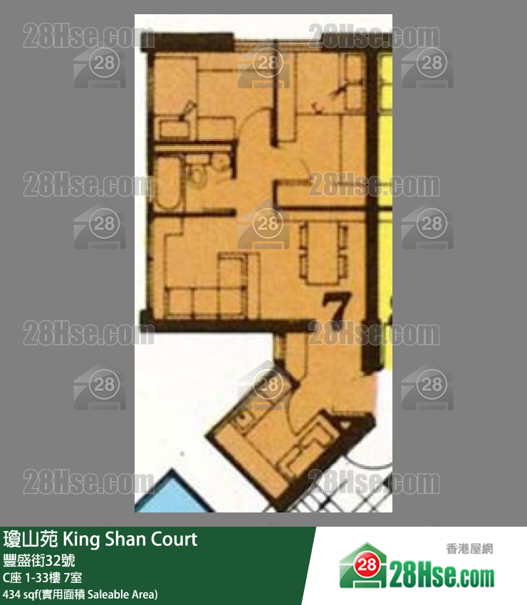 瓊山苑 C座15樓 7室 平面圖