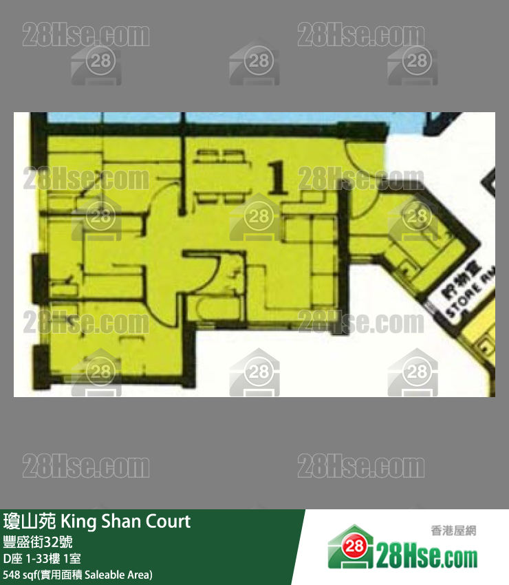 瓊山苑 D座31樓 1室 平面圖