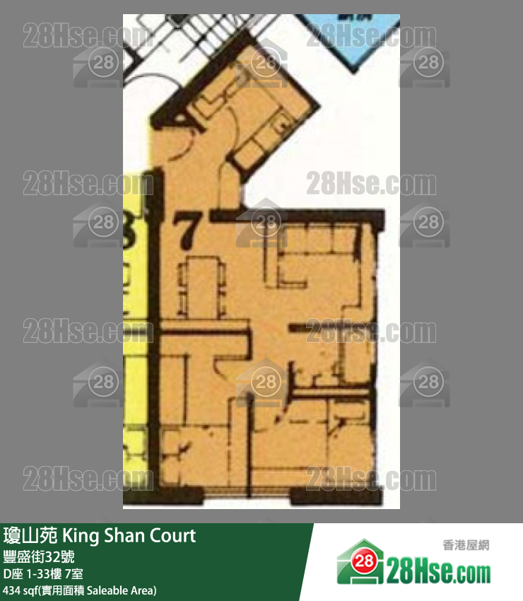 瓊山苑 D座28樓 7室 平面圖