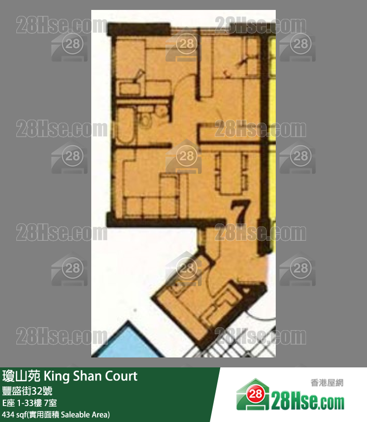瓊山苑 E座18樓 7室 平面圖