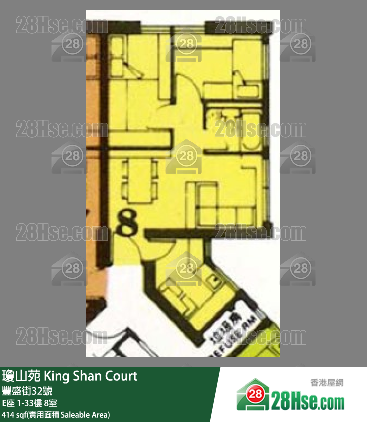 瓊山苑 E座33樓 8室 平面圖