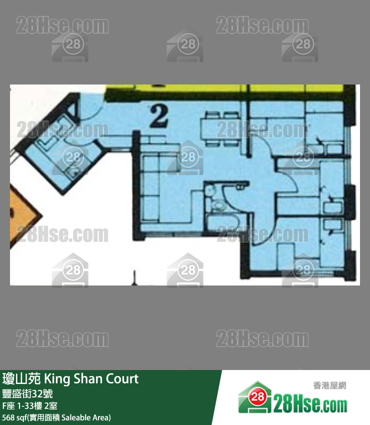 瓊山苑 F座 31樓 2室 平面圖