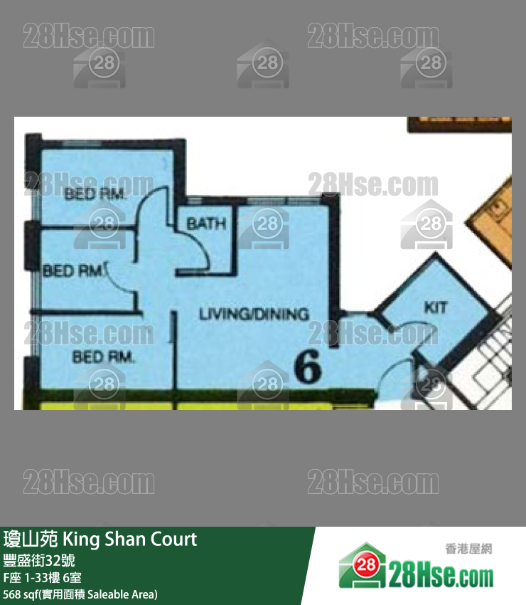 瓊山苑 F座1樓 6室 平面圖