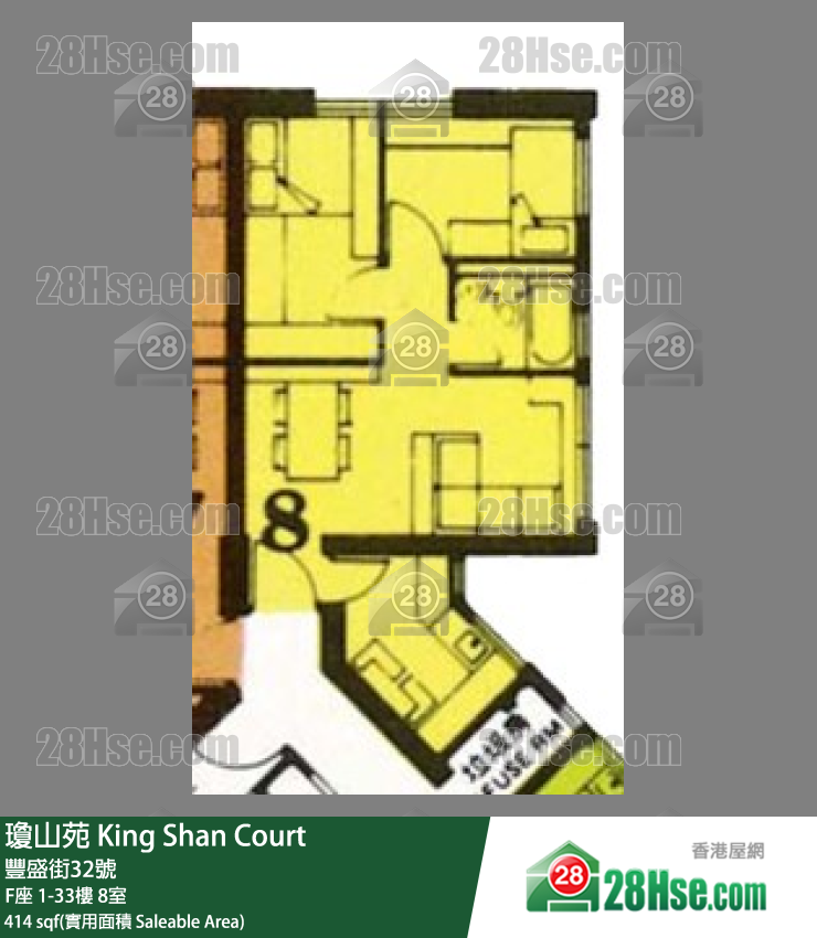 瓊山苑 F座33樓 8室 平面圖
