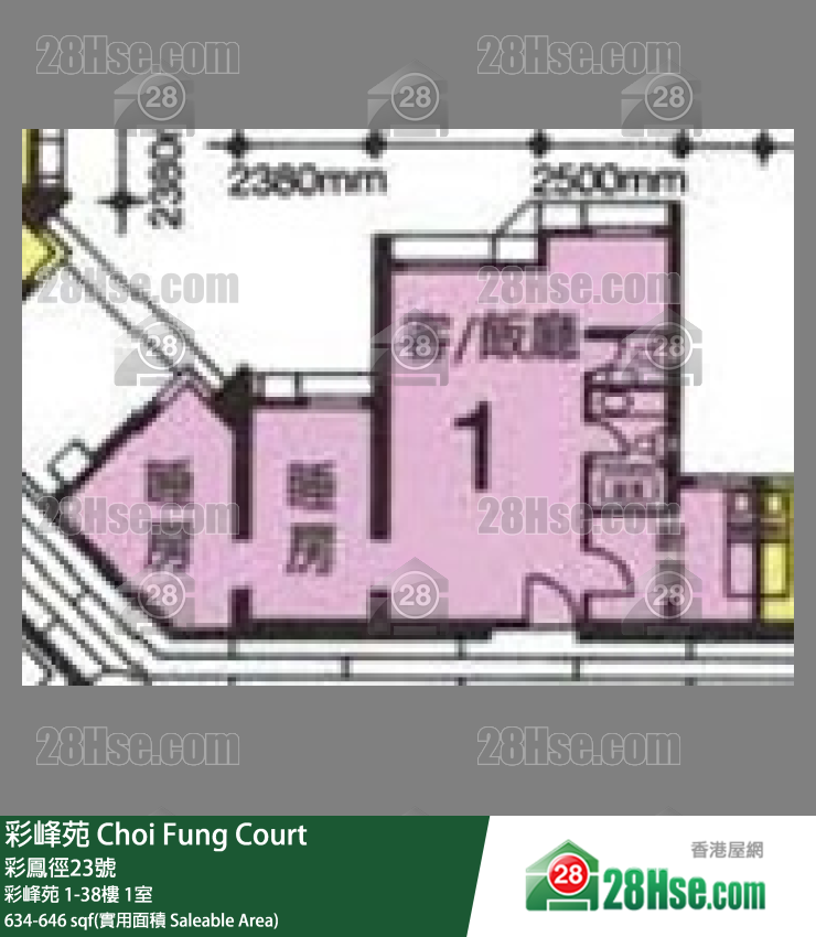 彩峰苑 彩峰苑22樓 1室 平面圖