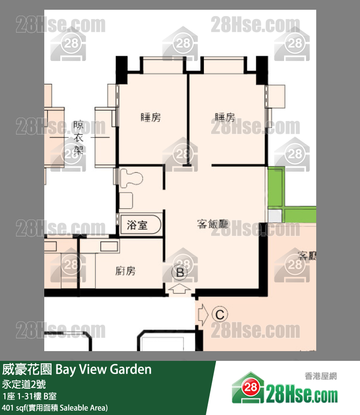 威豪花園 1座17樓 B室 平面圖