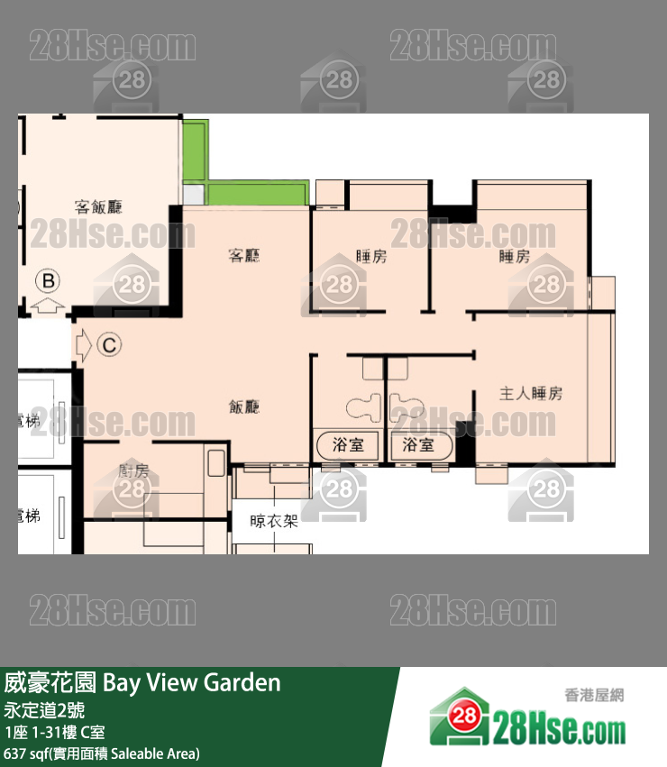 威豪花園 1座13樓 C室 平面圖