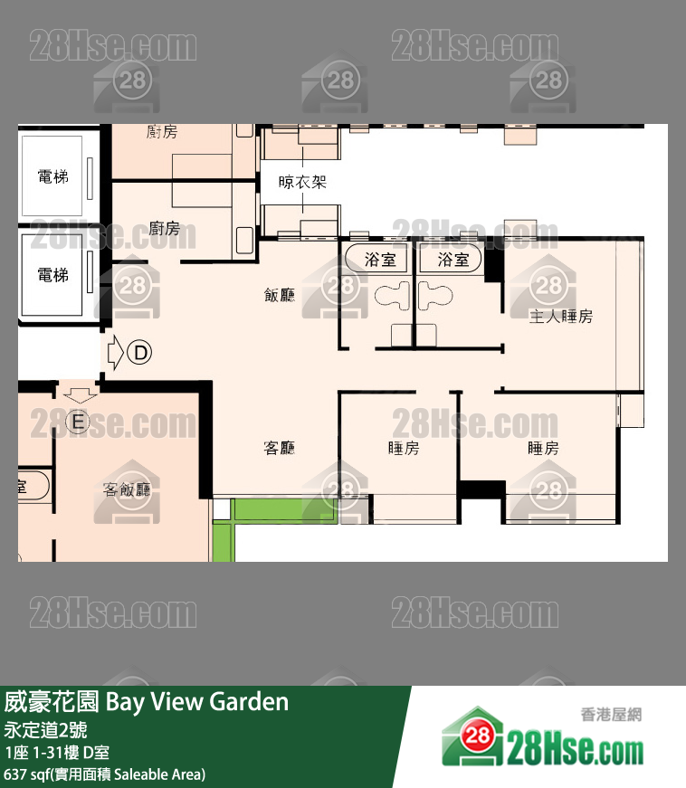 威豪花園 1座21樓 D室 平面圖