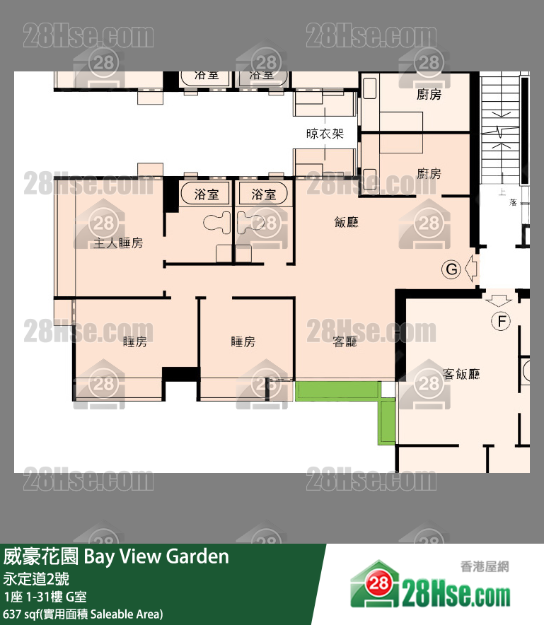 威豪花園 1座12樓 G室 平面圖