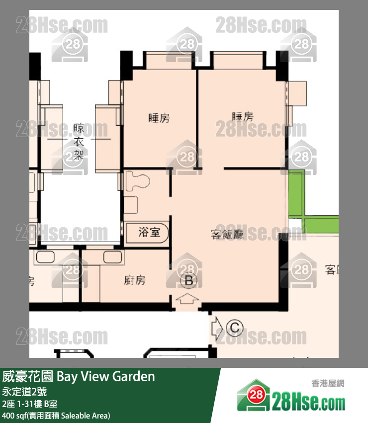 威豪花園 2座23樓 B室 平面圖