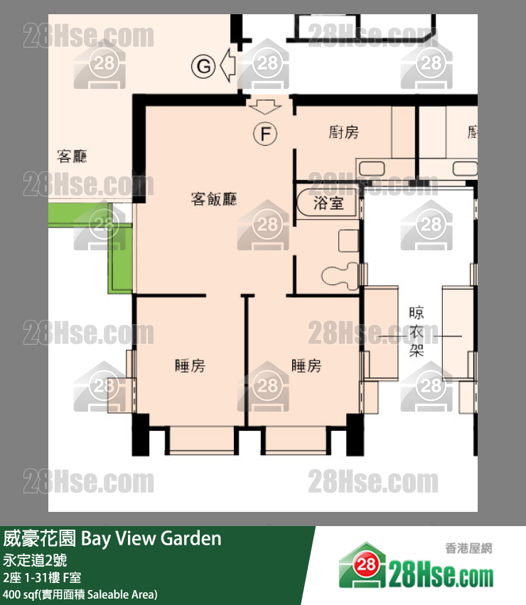 威豪花園 2座23樓 F室 平面圖