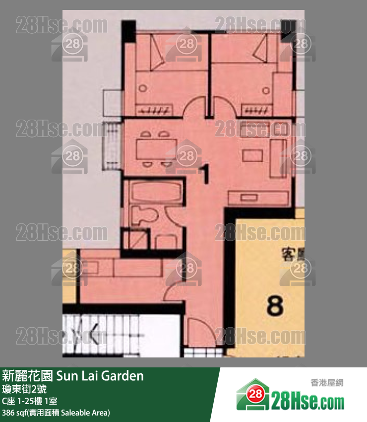 新麗花園 C座6樓 1室 平面圖