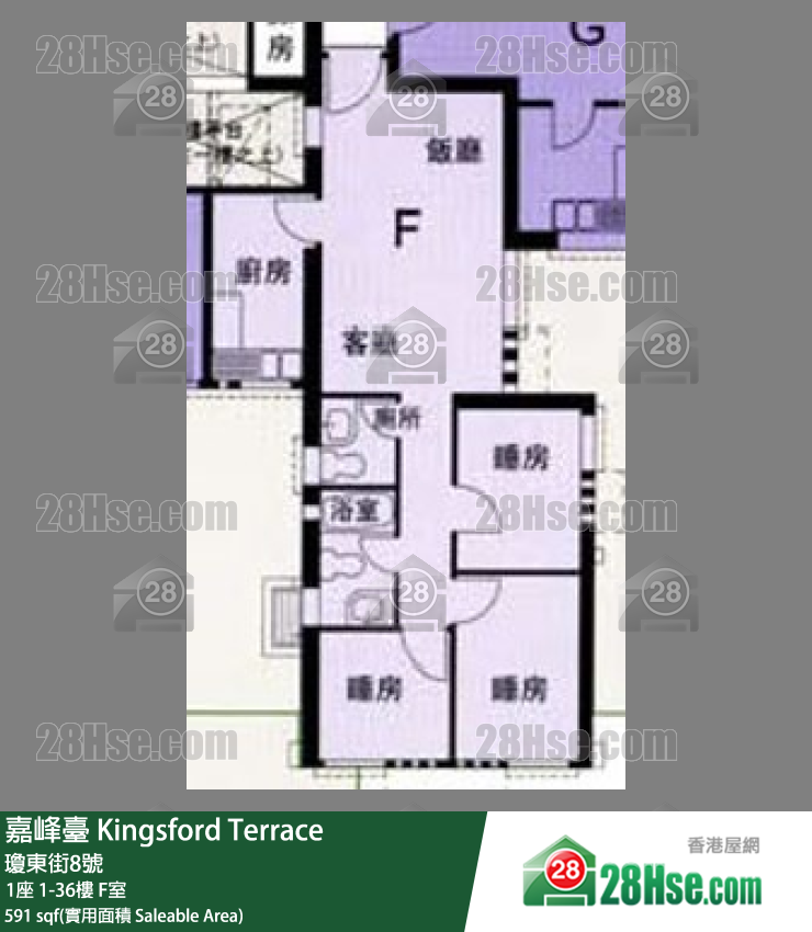 嘉峰台 1座21楼 F室 平面图