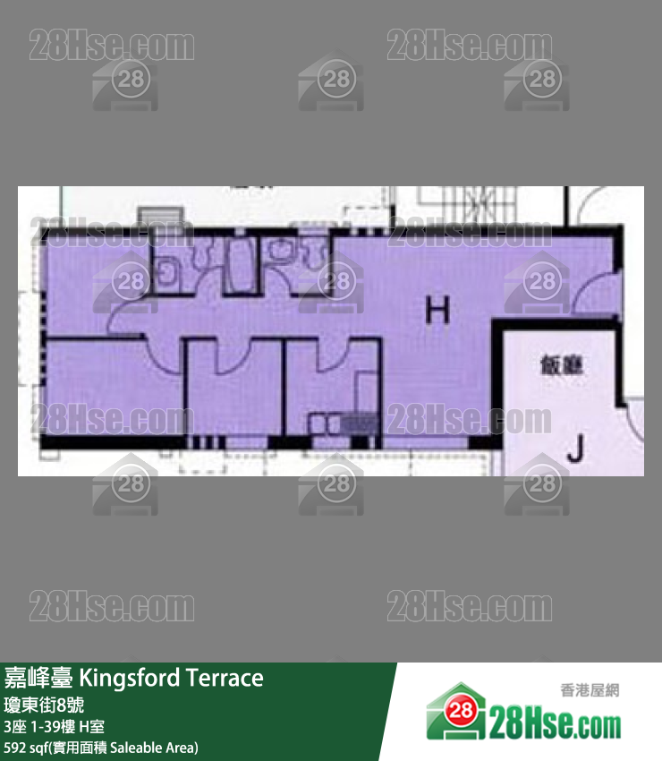 嘉峰台 3座 22楼 H室 平面图