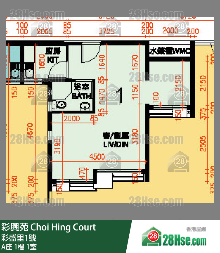彩興苑 A座 1樓 1室 平面圖