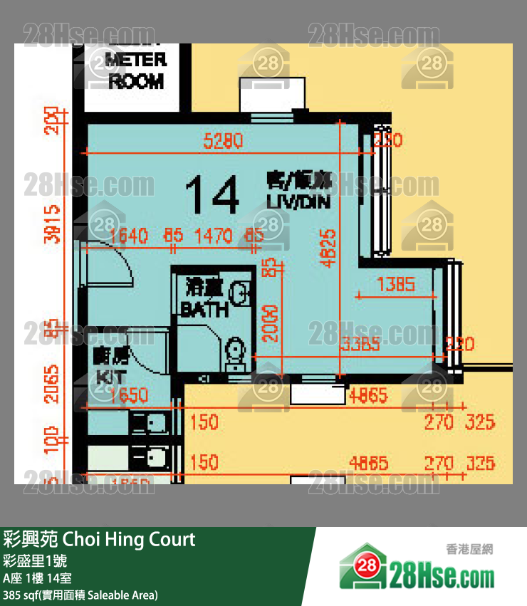 彩興苑 A座 1樓 14室 平面圖