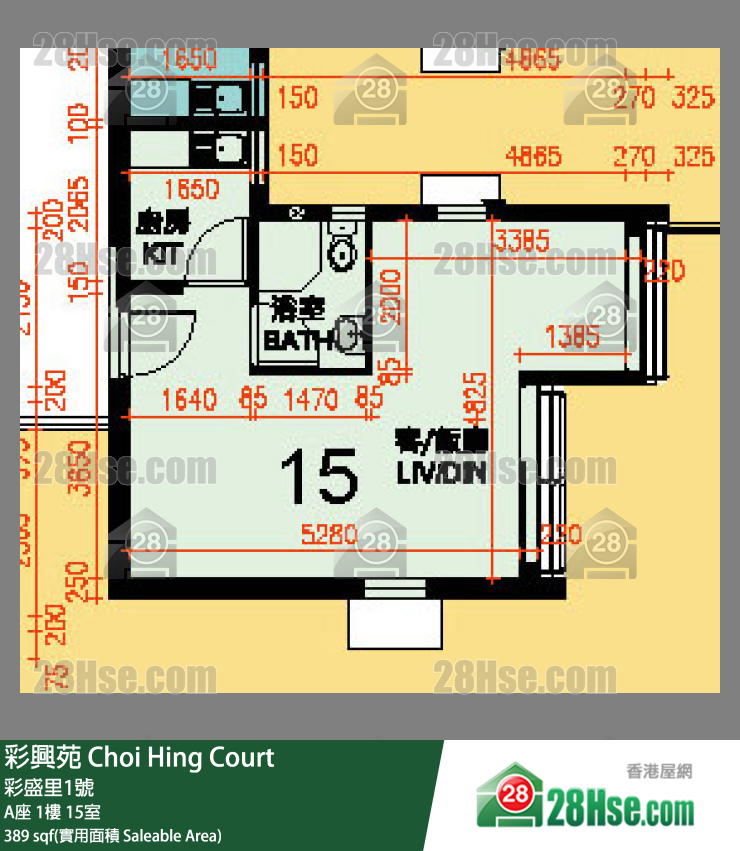 彩興苑 A座 1樓 15室 平面圖