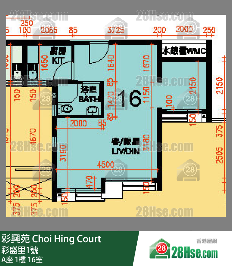 彩興苑 A座 1樓 16室 平面圖