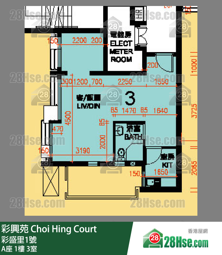 彩興苑 A座 1樓 3室 平面圖
