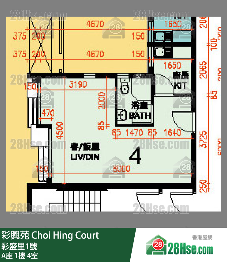 彩興苑 A座 1樓 4室 平面圖