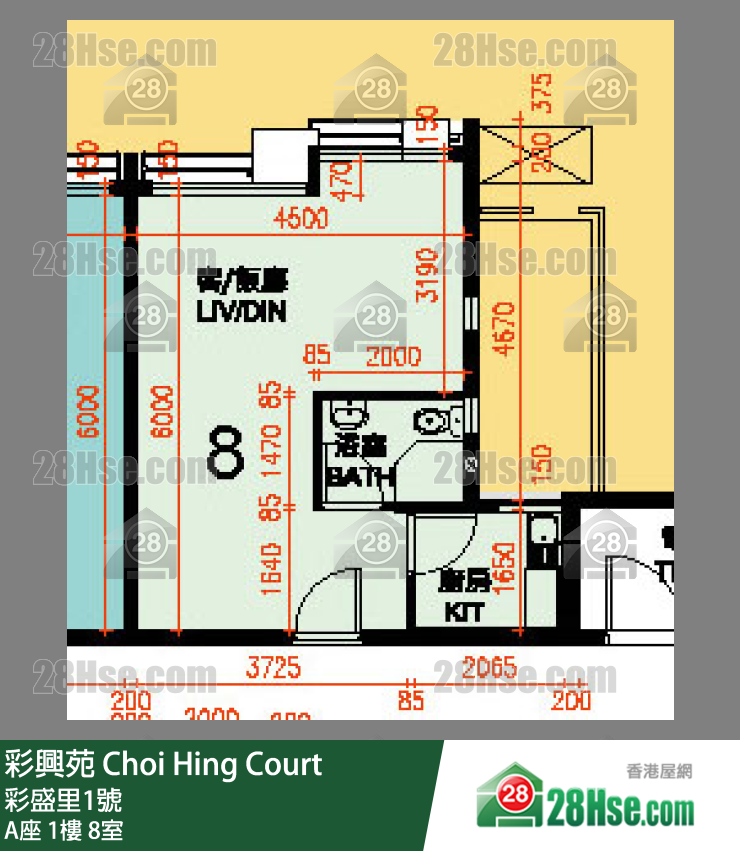 彩興苑 A座1樓 8室 平面圖