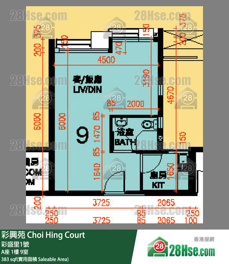 彩興苑 A座 1樓 9室 平面圖