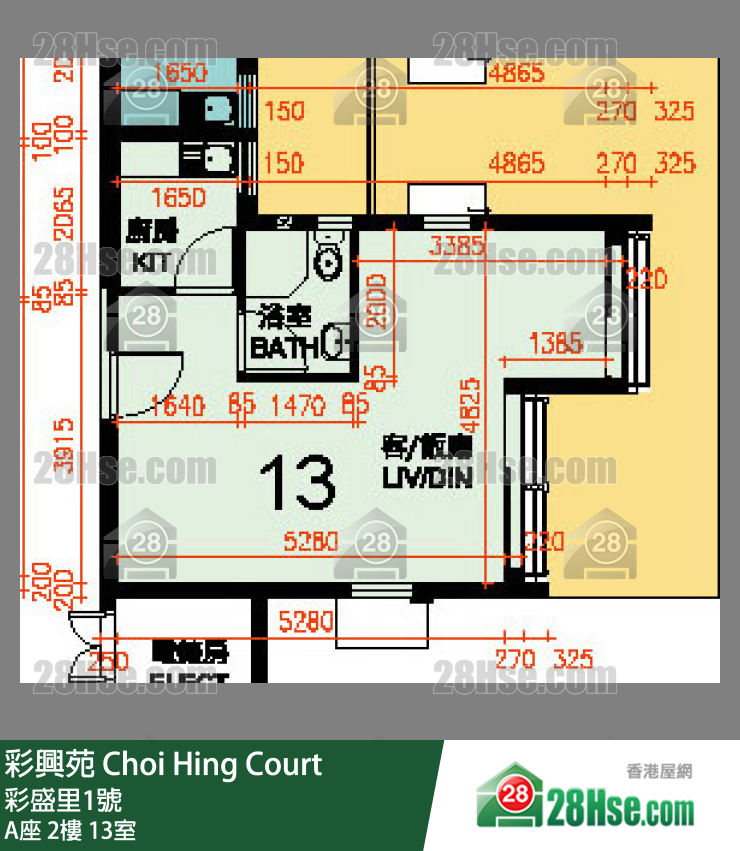彩興苑 A座 2樓 13室 平面圖