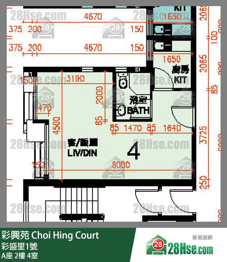 彩興苑 A座 2樓 4室 平面圖