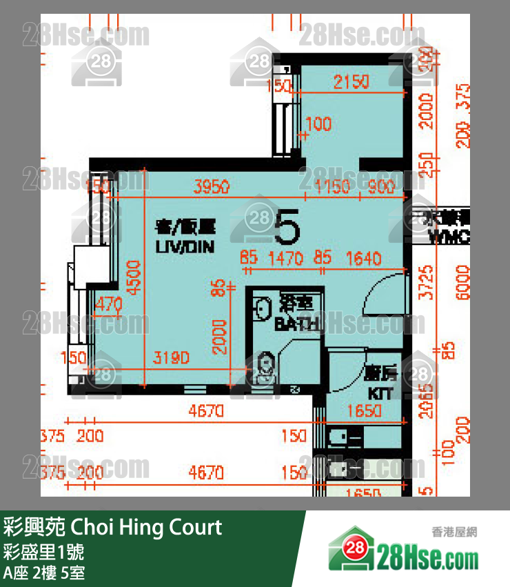 彩興苑 A座 2樓 5室 平面圖