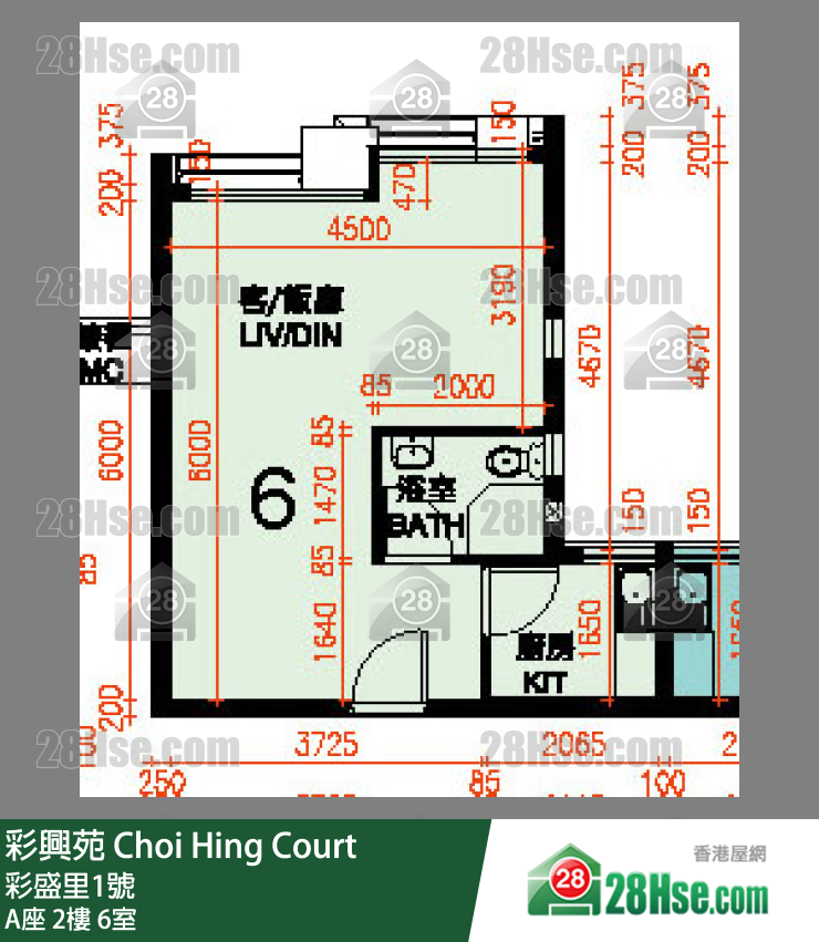 彩興苑 A座 2樓 6室 平面圖