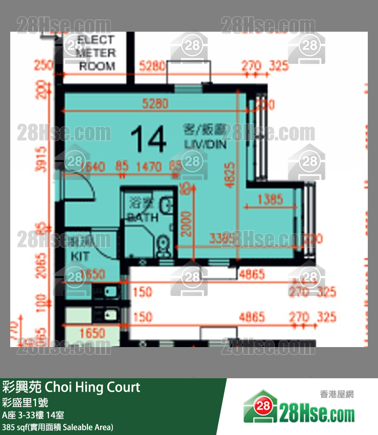 彩興苑 A座 31樓 14室 平面圖