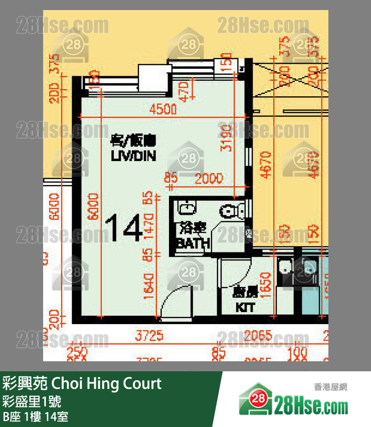 彩興苑 B座 1樓 14室 平面圖