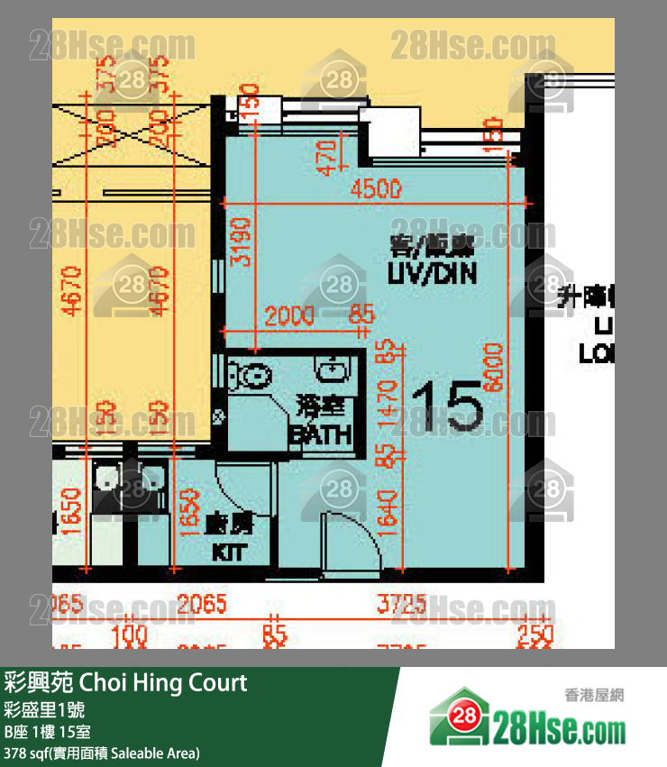 彩興苑 B座 1樓 15室 平面圖