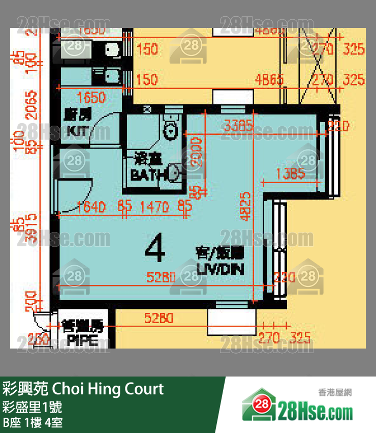 彩興苑 B座 1樓 4室 平面圖