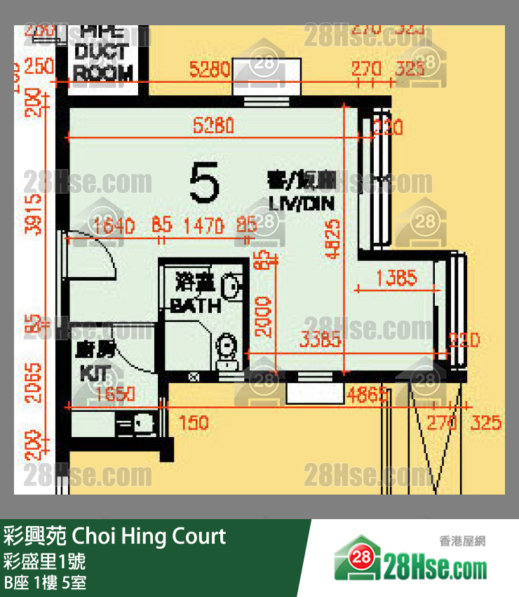 彩興苑 B座 1樓 5室 平面圖