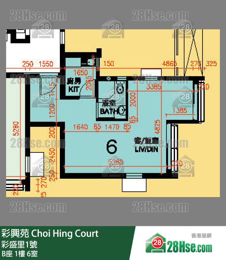 彩興苑 B座 1樓 6室 平面圖